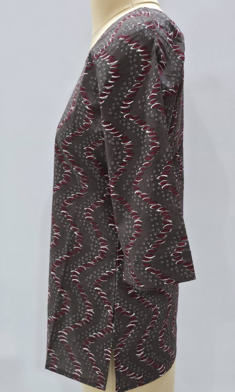 short printed kurti grey